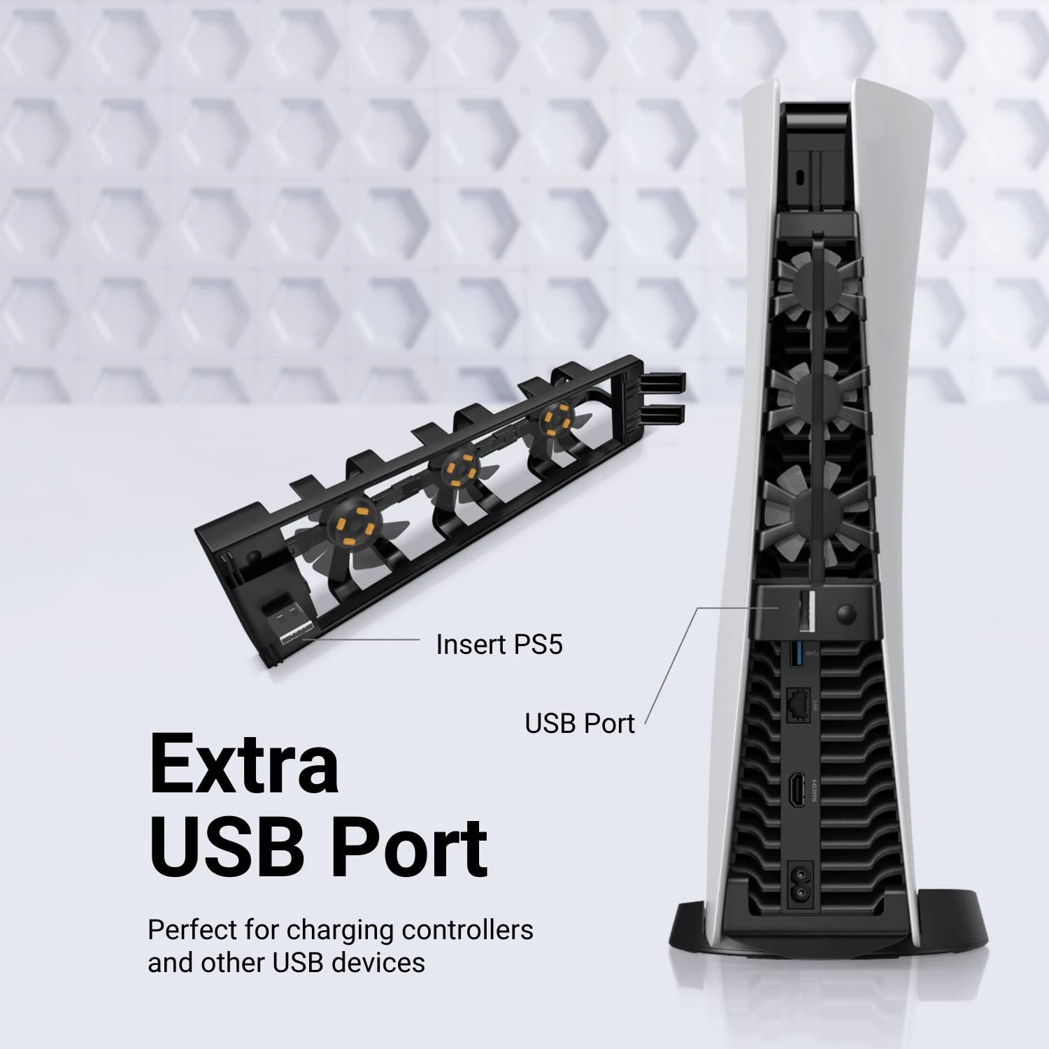 For PS5 Accessories Cooling Fan Efficient Cooling System High-Speed Silent Fan for PlayStation 5 Both Disc and Digital Editions