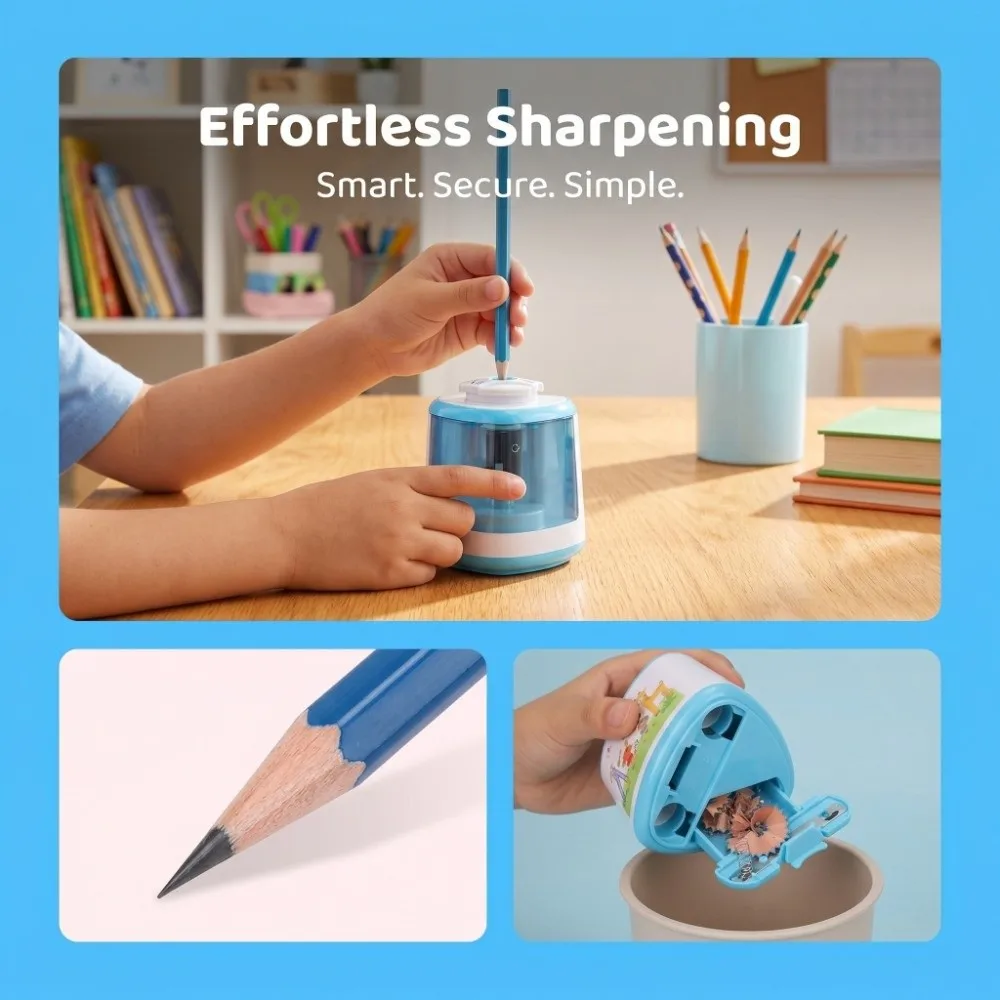 Fast Regular Tidying Blue Pencil Sharpeners Multi-Scenario Portable Desk Stationery Sturdy Pencil Cutter Office Document Prep