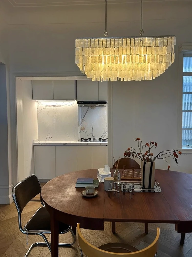 Italian Designer Retro Living Room Pendant Light Modern Light Luxury Minimalist Atmospheric High-end Silver Foil Shell Light