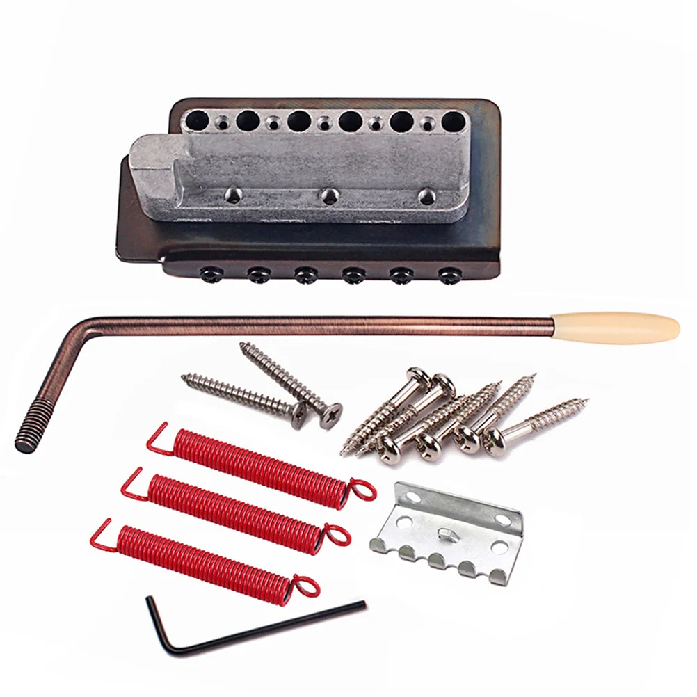 

1 Set 6 String Flat Saddle Single Tremolo Bridge For Electric Guitar Replacement Bronze Alloy Die-Cast Hardtail Fixed Bridge Kit
