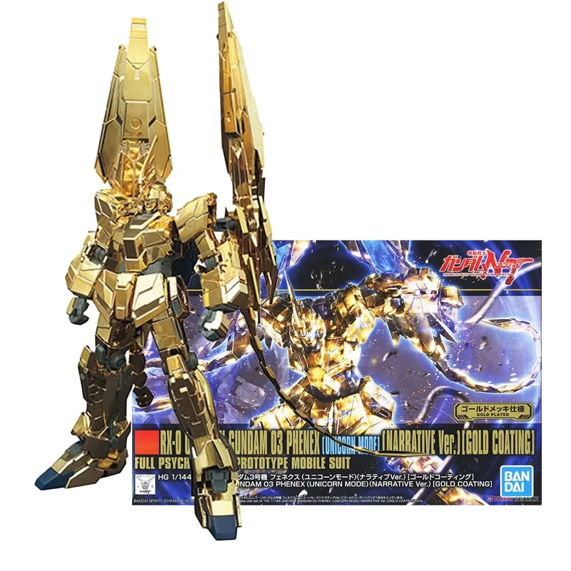 

BANDAI Original HGUC 1/144 Unicorn Gundam Unit 3 Fenex Unicorn Mode Narrative Ver. Gold Coating Gunpla Model Kit Assembly