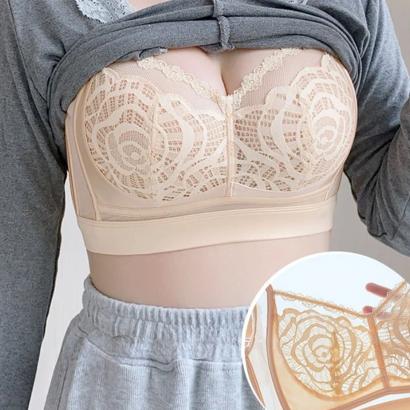 Large-size Seamless Underwear No Sponge Minimizer Bra Small Tucked Breasts Anti-sagging Gathering Adjustment Bras Anti-emptied