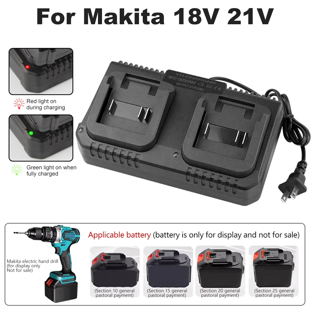 3A Lithium Battery Charger Fast Charging EU/US Plug Power Tool Portable Charger for Makita 18V 21V BL1415 BL1815 BL1830 BL1850