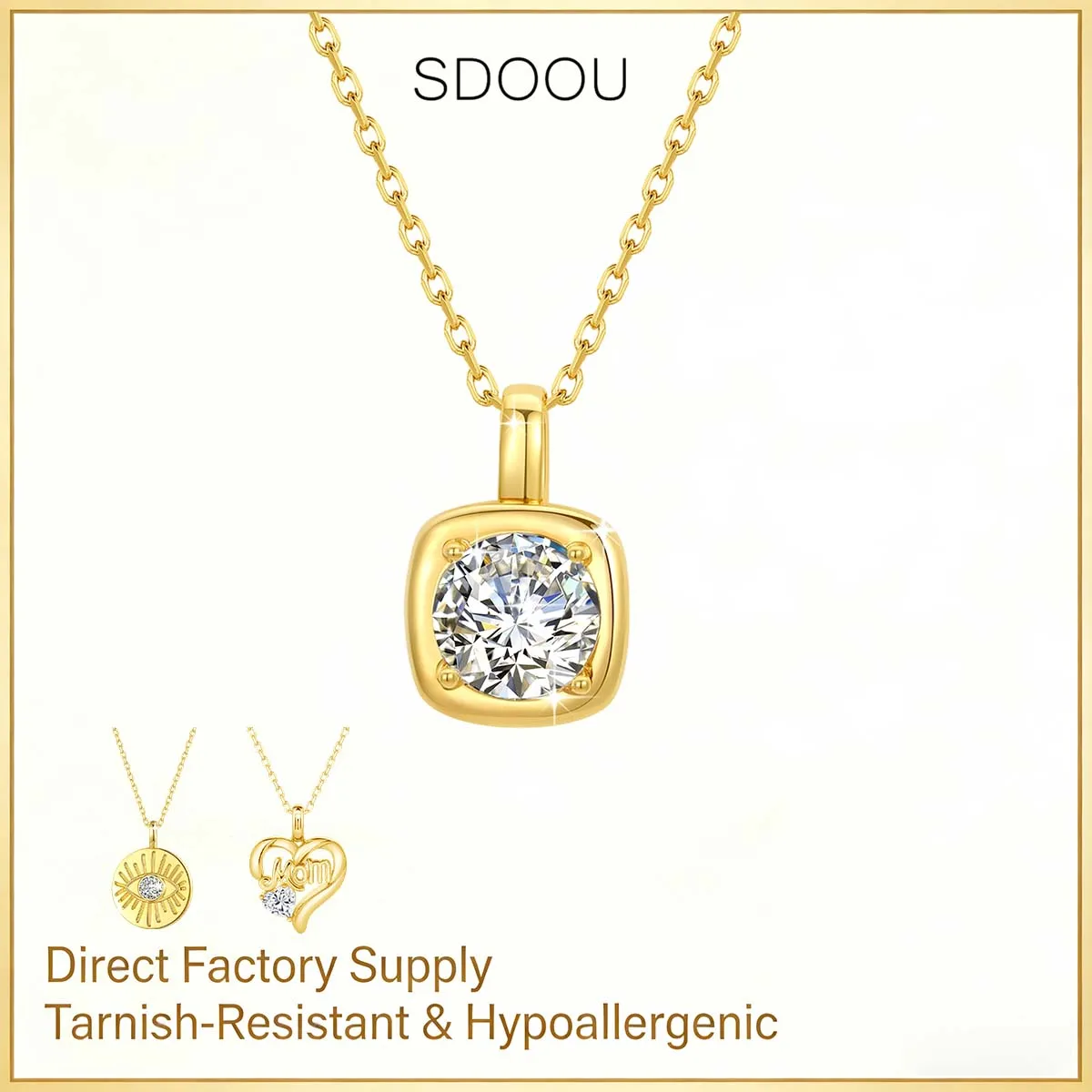 

SDOOU 14K Gold AU585 Necklace Chain 0.5CT/1CT Moissanite Single Stone Heart Pendant Certified Birthday Mother's Day Jewelry Gift