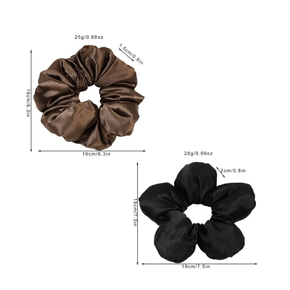 Miękka poduszka Elastyczna opaska do włosów Scrunchie dla kobiet Luksusowy design Duży kwiat wypełniony bawełną Solidna satyna Kucyk Krawaty Akcesoria — zdjęcie 3