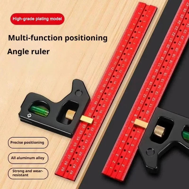High-Precision Professional Heavy Duty Woodworking Gauge With Movable Scale For Carpentry DIY30/40cm Aluminum Alloy Angle Ruler