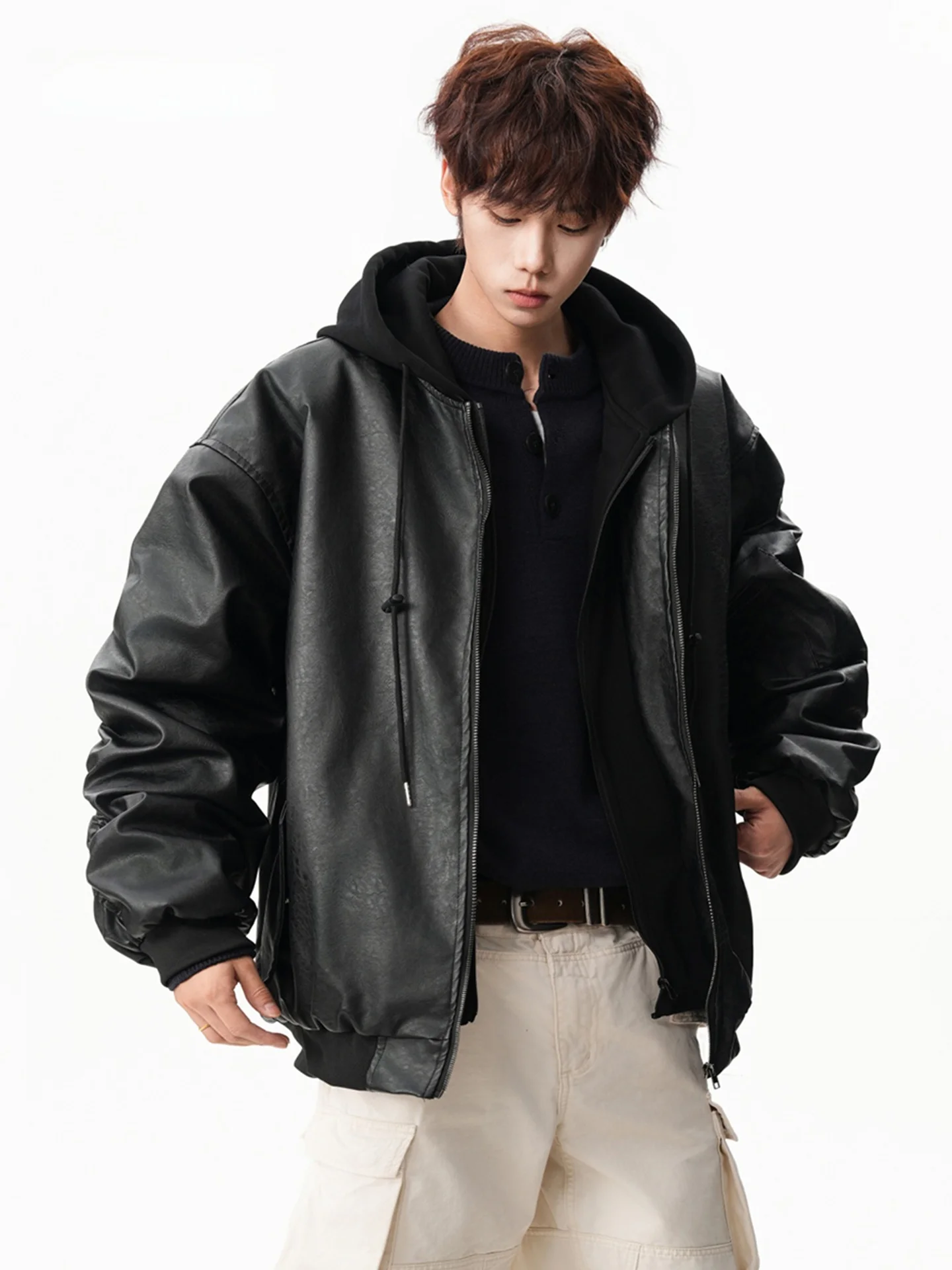 

Повседневная американская хлопковая куртка с капюшоном из искусственной кожи, мужская и женская зимняя модная брендовая верхняя одежда Haome, высококачественная верхняя одежда