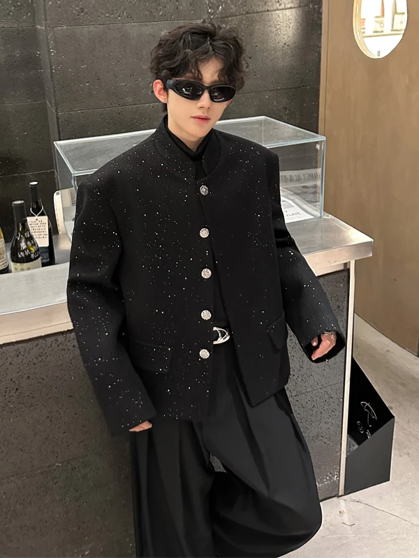 

Осенний модный утепленный пиджак с подплечниками, роскошный, с воротником-стойкой, в корейском стиле, из шерстяного материала, Cleanfit