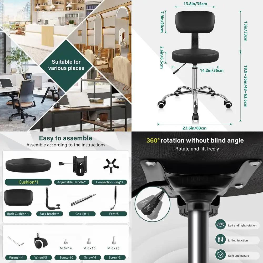 

Регулируемое кресло для чертежного стола с толстой подушкой и колесиками для различных рабочих мест, черное