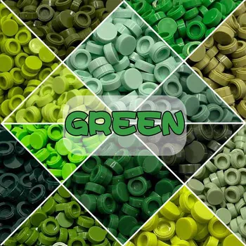 98138รอบกระเบื้อง1X1รอบวงกลม Pixel ภาพวาดอาคาร Mainan Balok สีโมเสคสีเขียว100Pcs