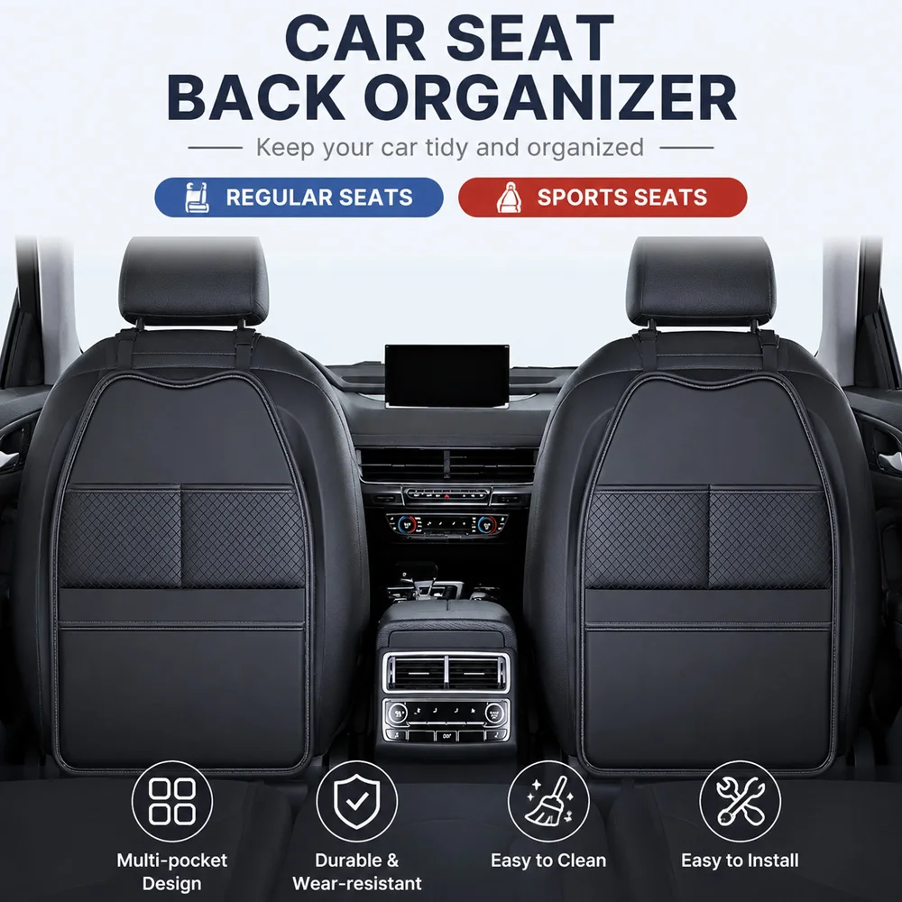 High‑Grade Car Seat Back Multifunctional Storage Bag Multi‑Pocket Hanging Fit Standard & Sport Seats Auto Interior Parts view 3