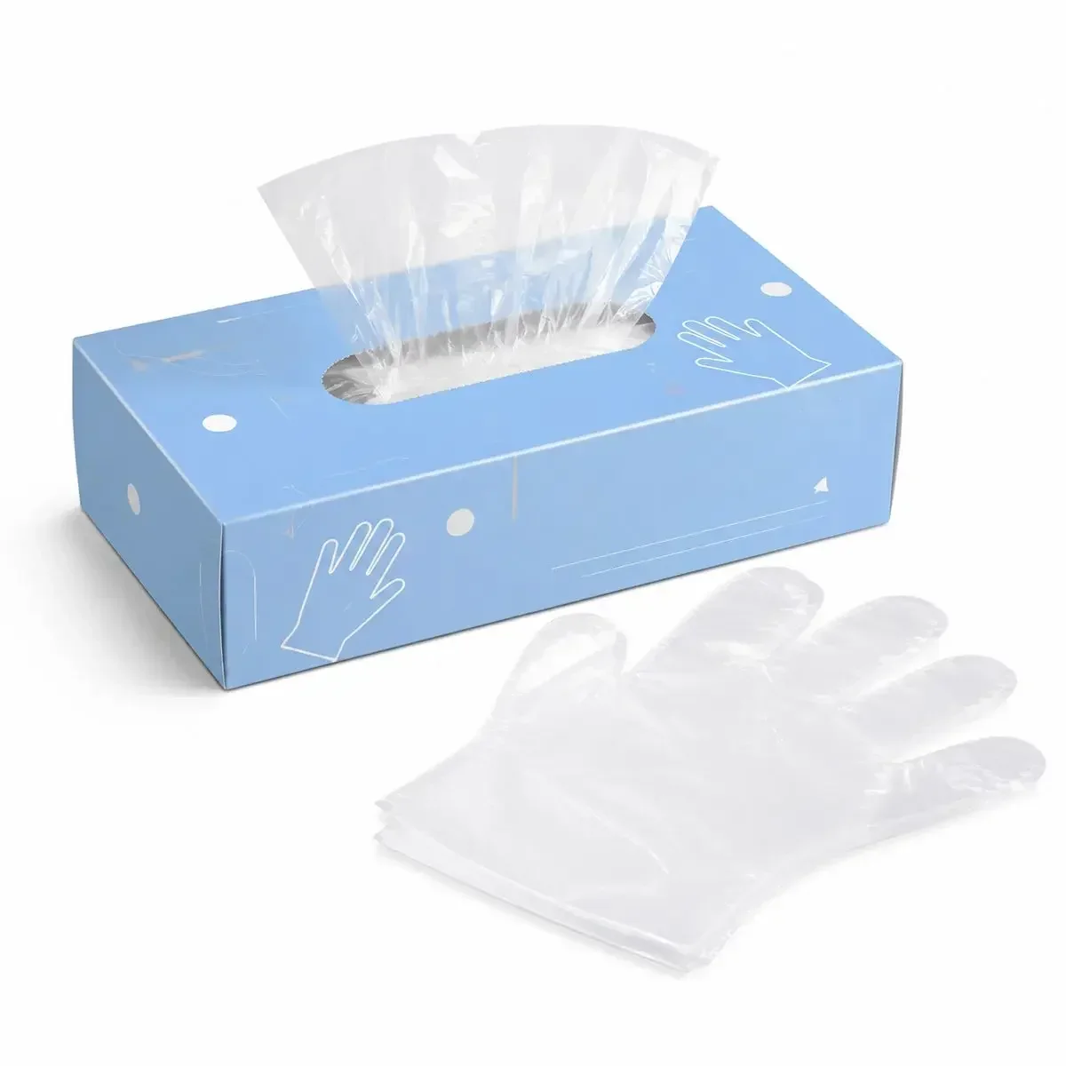 Disposable PE Food Prep Gloves Blue Box Ambidextrous Food Safe Kitchen Cooking Serving Cleaning Restaurant Hand Covers Household