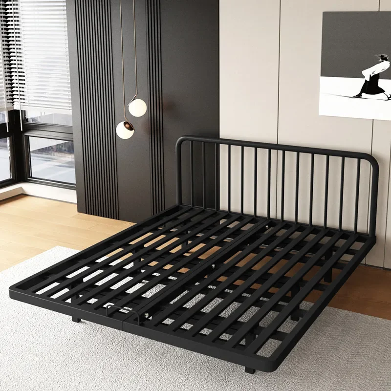 

Suspended bed, iron frame, with bedside, modern, simple, single and double, small apartment