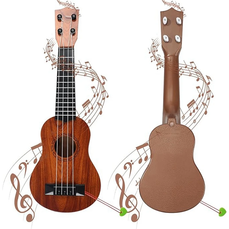 17 cali dziecięca gitara Ukulele 4 struny Mini gitara dla dzieci zabawki z kilofami dla małych dzieci chłopców dziewcząt