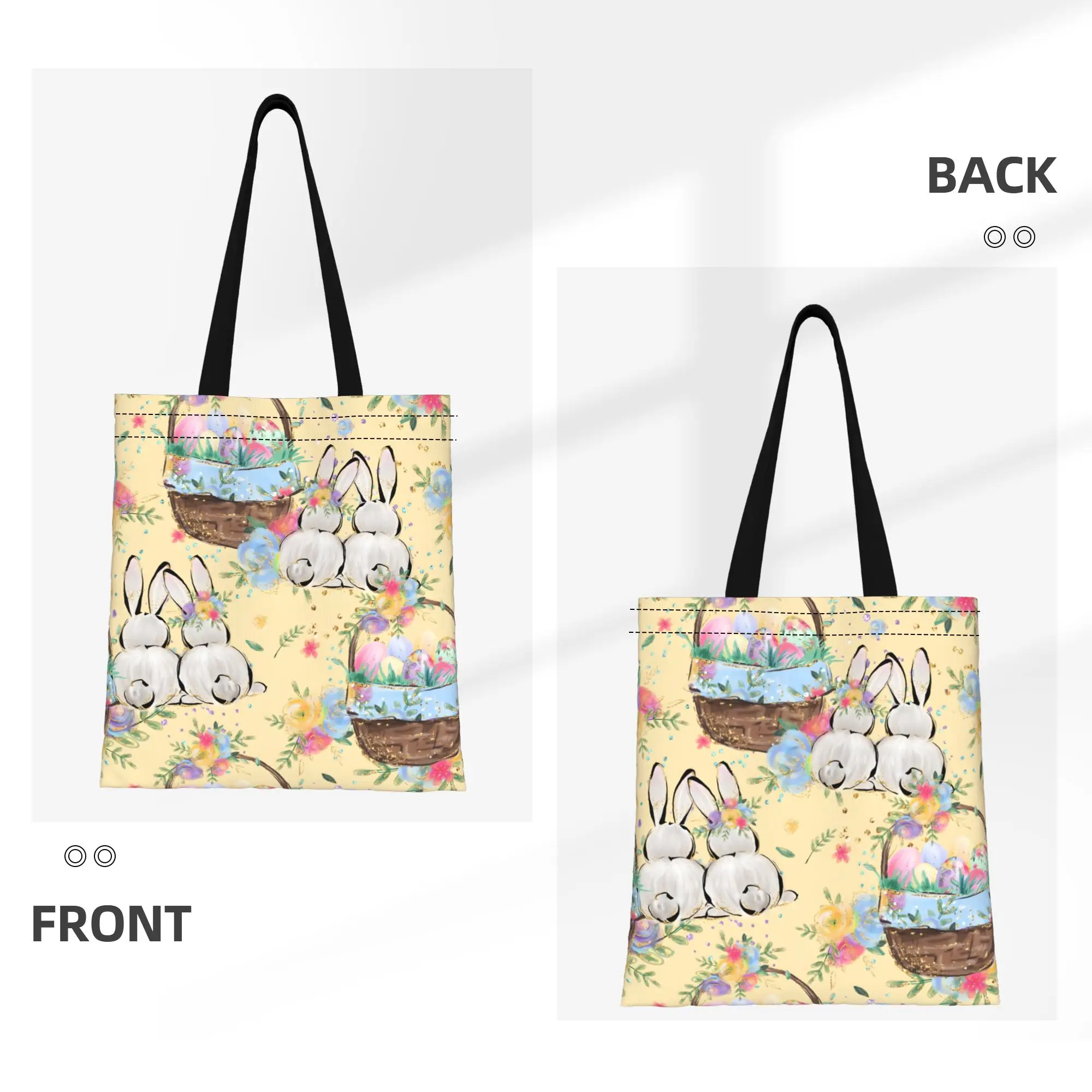 1PC Egg Hunt Canvas Tote Bag Easter Bunny Vibes Handbag Outdoor Handbag Trendy Tote