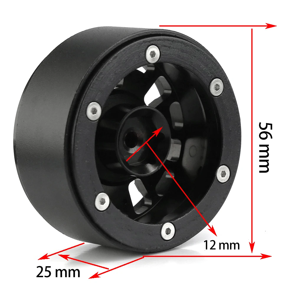 4Pcs CNC Aluminum Alloy 1.9 Beadlock Wheel Rim for 1/10 RC Crawler Car Axial SCX10 90046 AXI03007 TRX4 VS4-10 Redcat Gen8 rbx10