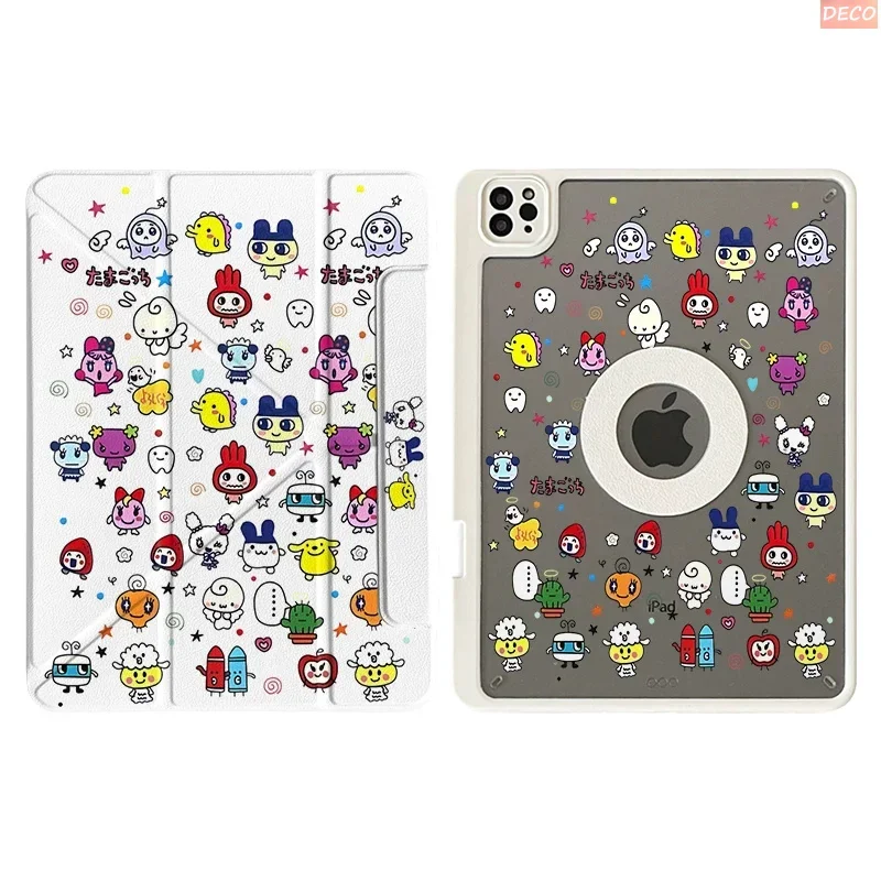 Cute Little Bear Ins Magnetic Buckle 720° Magnetic Ring Tablet Case for IPad Pro12.9 13 M4 M5 Case 8.3 9.7 10.2 7th-11th Air8