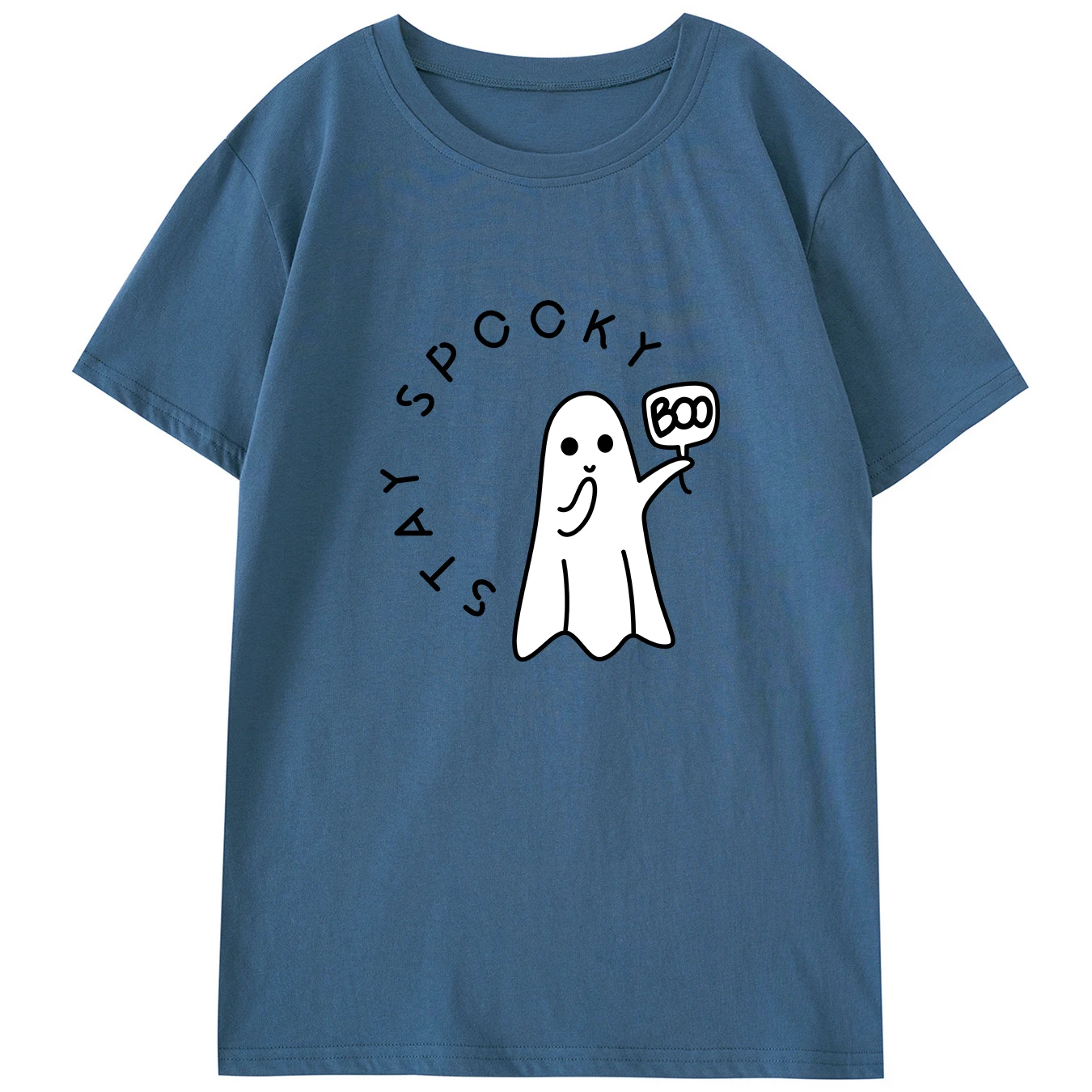 STAY SPCCKY BOO Ghost Halloween T-shirt Cotton Gothic grunge style Aesthetic fashion Women's Casual Short Sleeve Tee