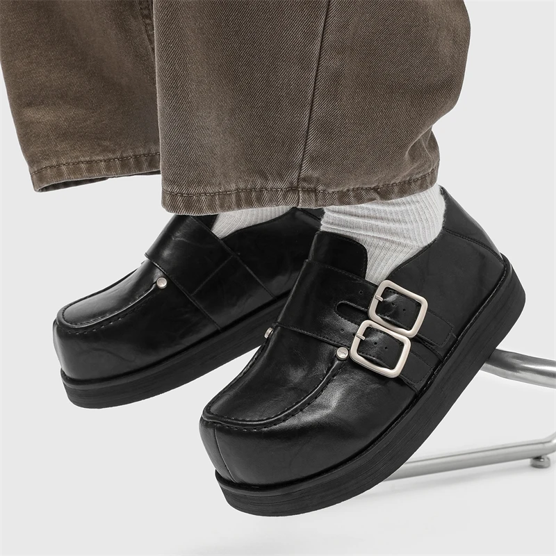 

Мужские лоферы Thi Bot Heightening Casual oes Leather Slip-On oes Удобные мягкие деревянные oe Faionable