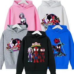 Spiderman Hoodies Children's Spider-man Fleece Sweatshirt Y2k Trendy Plush Hoodie Anime Pattern Clothes Clothing for Boys Girls