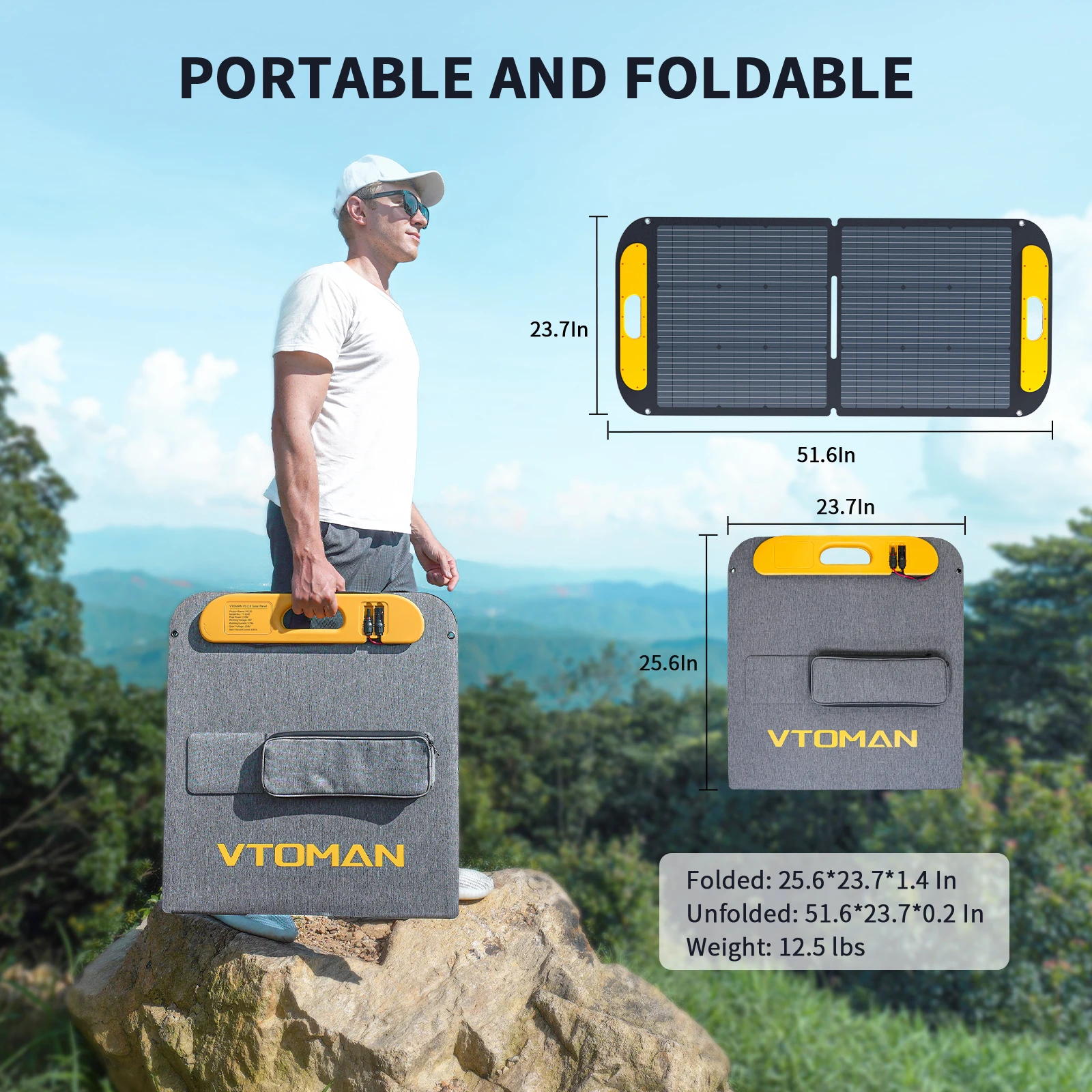 VTOMAN VS110 Solar Panel for JUMP 600X Power Station Portable Waterproof Foldable Solar Panel Outdoor Emergency Backup 110W