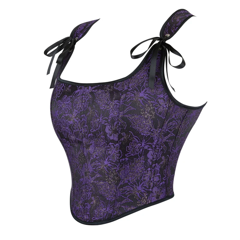 

Винтажный корсет, топы, бюстье, жилет, женский французский стиль, цветочный принт, кружевной топ на бретелях, одежда в стиле панк, готика, сексуальный корсет Feminino