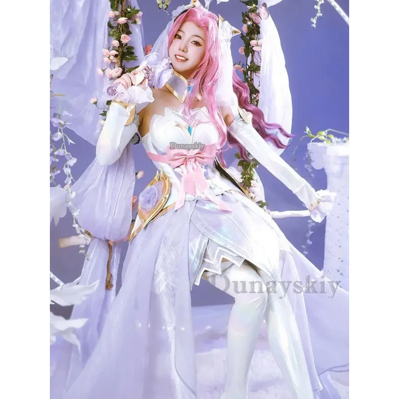 Seraphine LOL Crystal Rose Cosplay Costume Game LOL Seraphine New Skin Rose Design Outfit Halloween Women Character Accessories