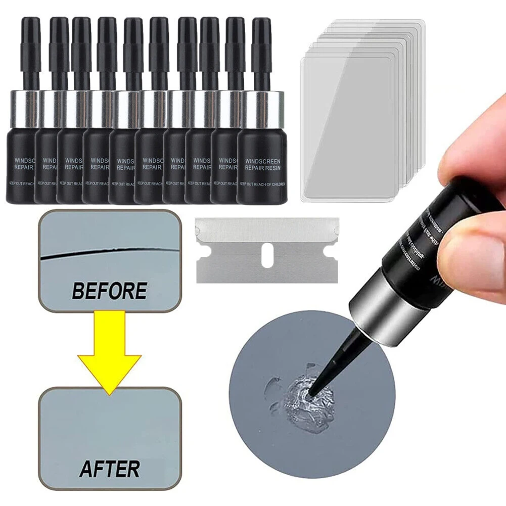 10Pcs/Sets Automotive Glass Repair Fluid Car Windshield Resin Crack Tool Kit Auto Vehicle Casement Fix Tool