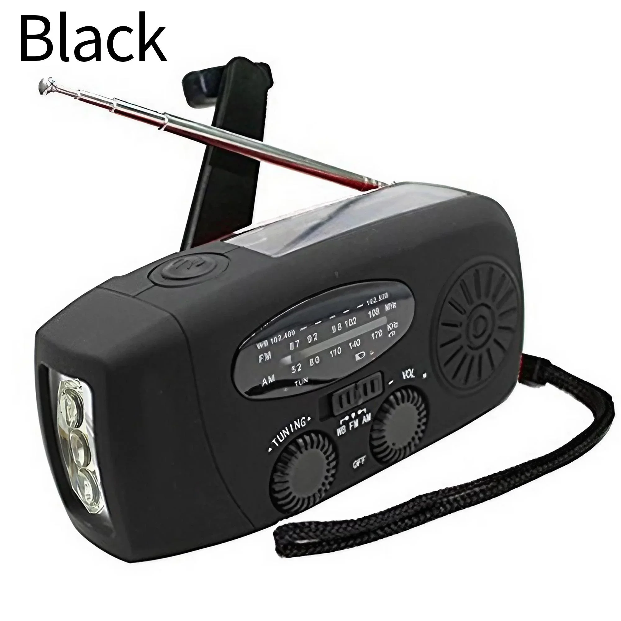 Multifunctionele draagbare radio Handslinger Zonne-energie FM AM WB NOAA Weerradio Nood-LED-zaklamp Zaklamp Power Bank