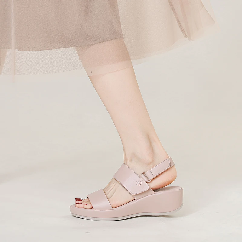 

Summer New Women's Sandals Simple Elegant Thick Bottom Slope Heel Strap Non slip Breathable Classic Look Slim
