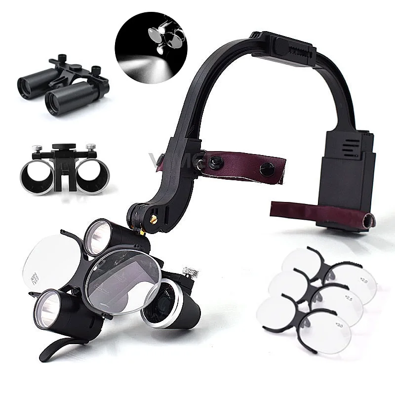 5W LED Surgical Headlight 6X Magnifier Binocular Loupes Rechargeable Lab Equipment