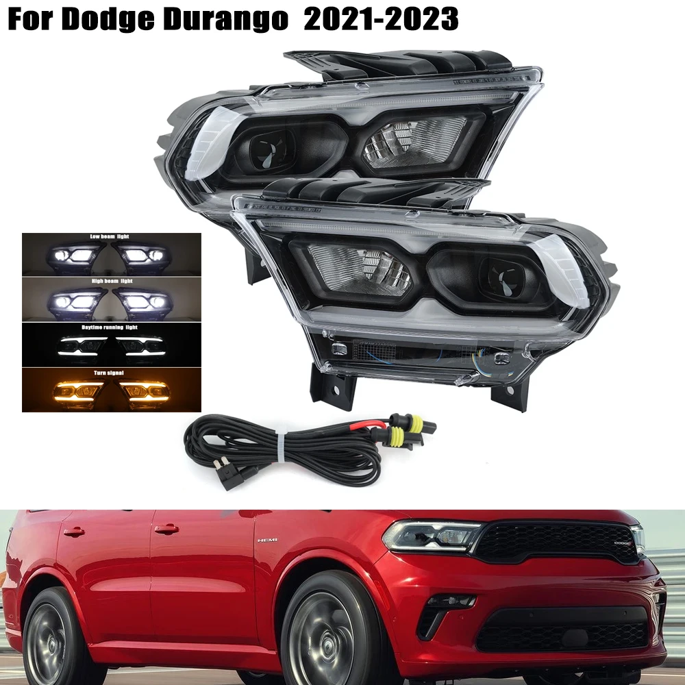 

For Dodge Durango 2014-2021 2022 2023 Headlights LED Headlight Lamp with LED turn signal lights DRL car Low High beam lights