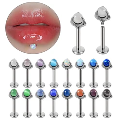 1PC 361L Surgical Steel Dragon Claw With Opalite Center Labret Lip Ring Ear Cartilage Tragus Helix Piercing