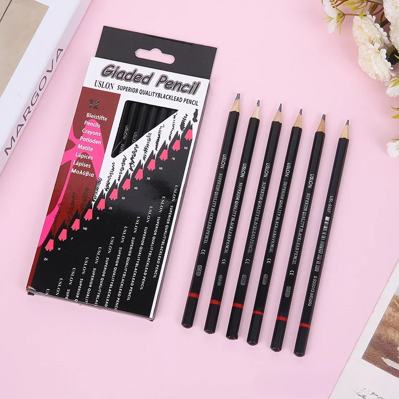 12-teiliges professionelles Zeichen- und Skizzierbleistift-Set 2H-8B Graphit-Schattierungs-Skizzenkunst-Bleistifte für Anfänger Pro Artists Stationery – Detail 3