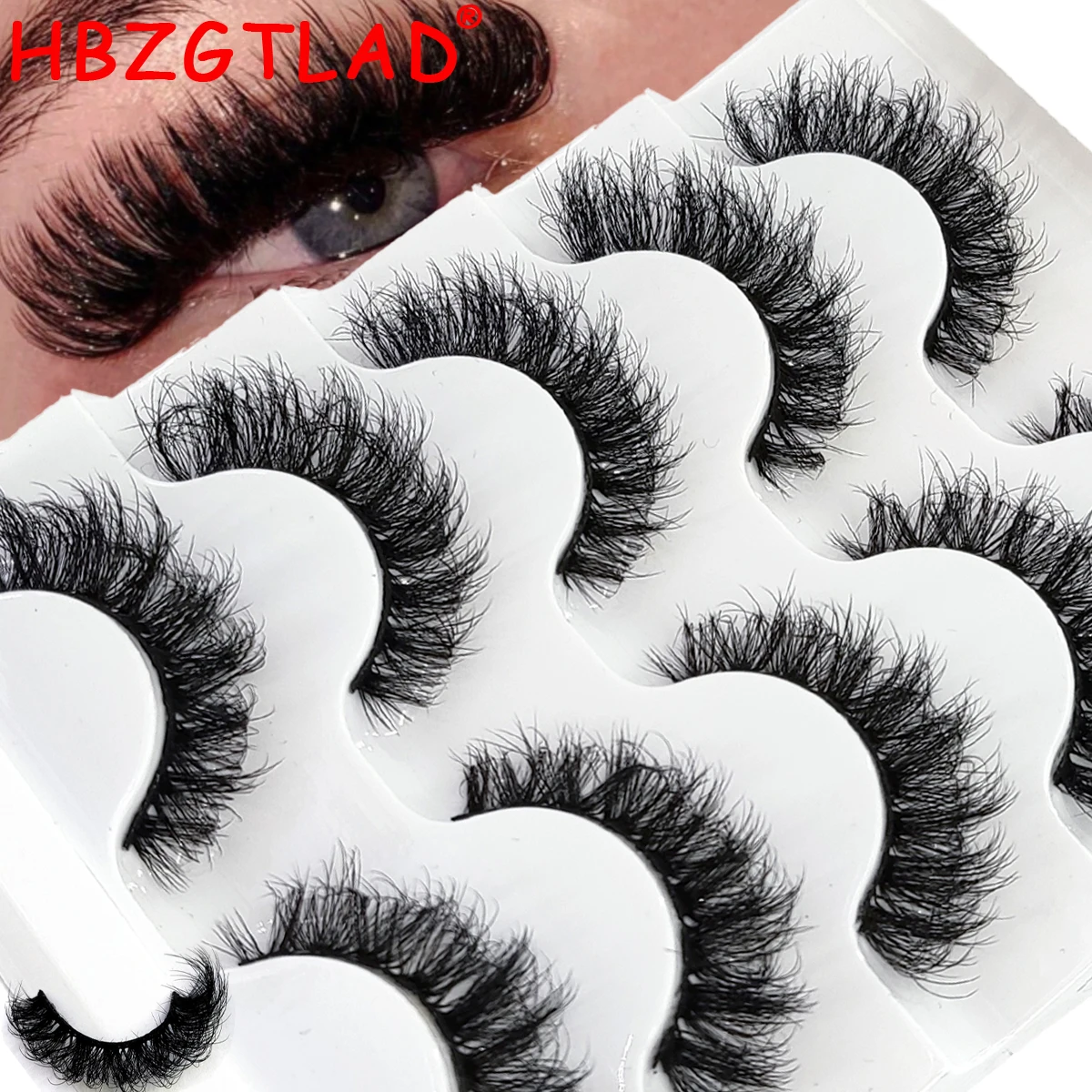 HBZGTLAD 5 Paar Katzenaugen-Wimpern, 3D-Kunstwimpern aus Nerzimitat, natürlich aussehende Wimpern, russische, weiche Wimpern.