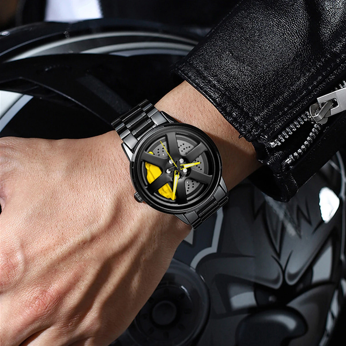 VA VA VOOM ساعة سيارة رياضية عصرية دوارة بحزام من الفولاذ المقاوم للصدأ 3Bar مقاومة للماء ساعات حركة كوارتز reloj hombre