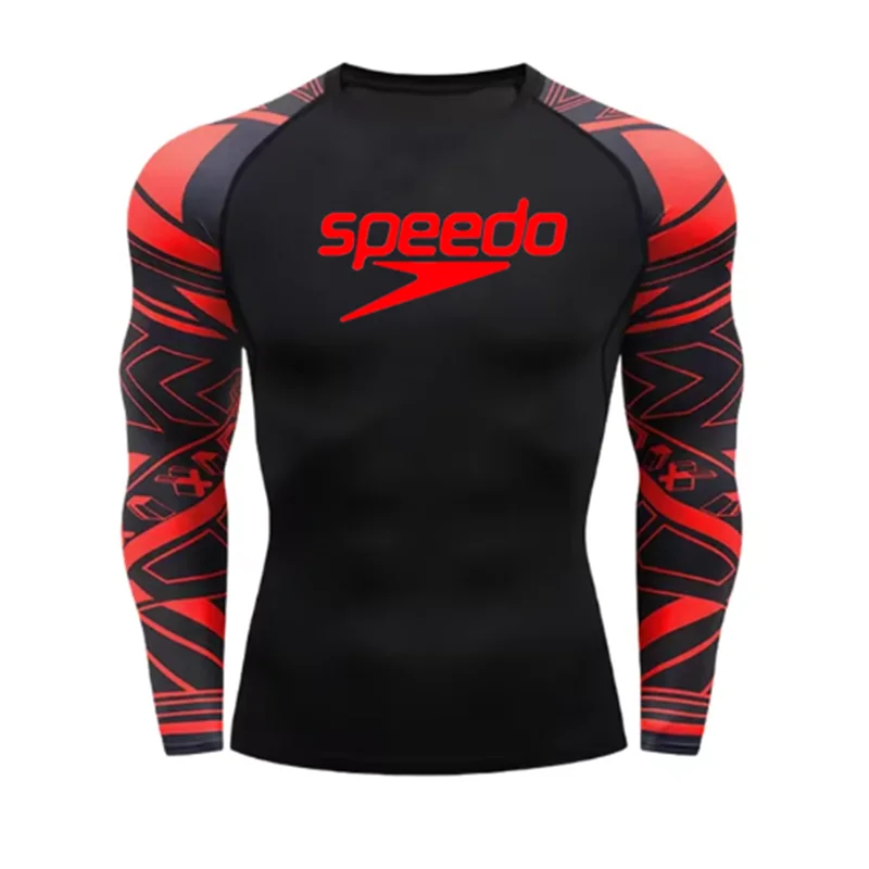 

Быстросохнущий Мужской гидрокостюм speedo с длинным рукавом для серфинга, рубашки для тренажерного зала, футболка для фитнеса, летняя одежда для купания, мужская одежда