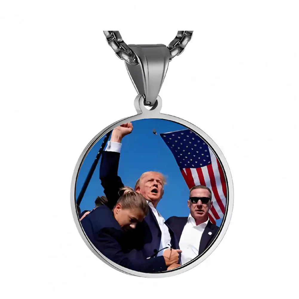 Political Pendant for Election Season Trump Supporter Stainless Steel Pendant Necklace for Election Campaign Rally for Surviving