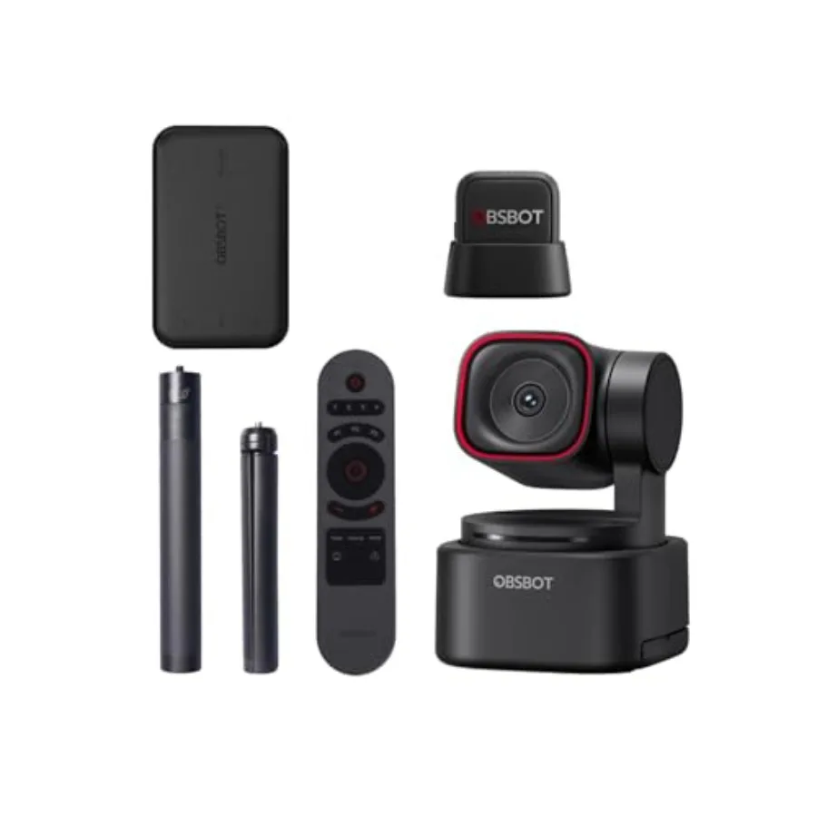 Streaming webcam for PC/Mac/laptop: AI spatial audio, 4K HDR, 1/2 sensor, tri-mic, voice control, 120FPS, compact PTZ tracking,
