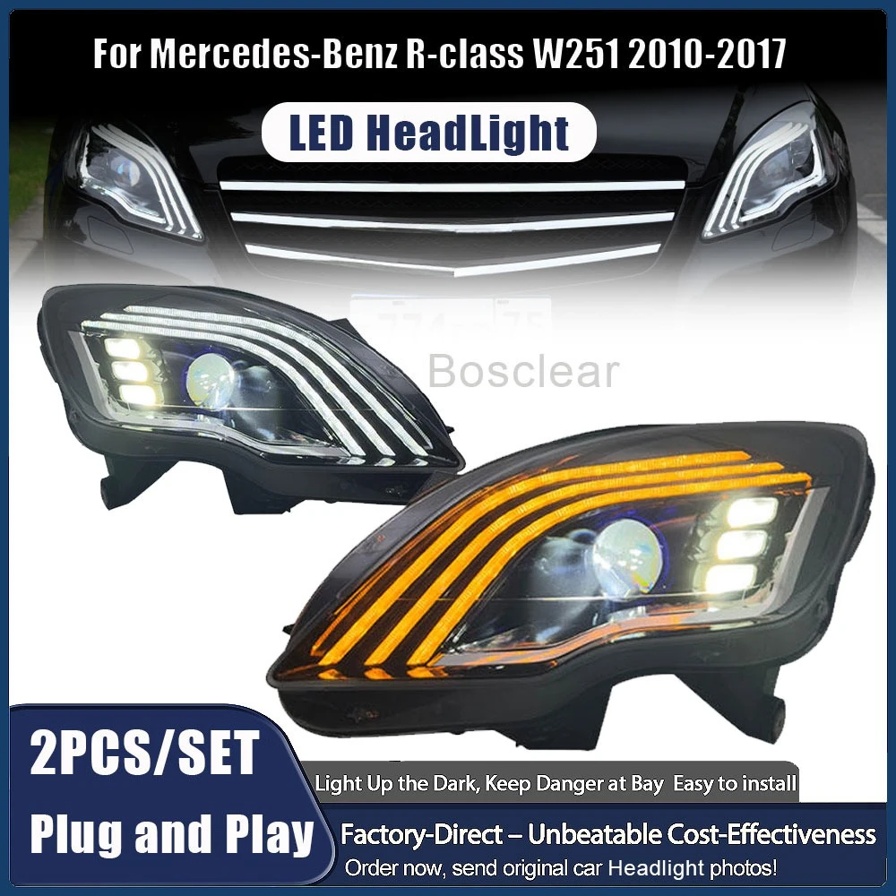 Automobile Lighting System for Mercedes-Benz R-class W251 2010-2017 Headlights Assembly New Modified LED Front Lamps Headlamps