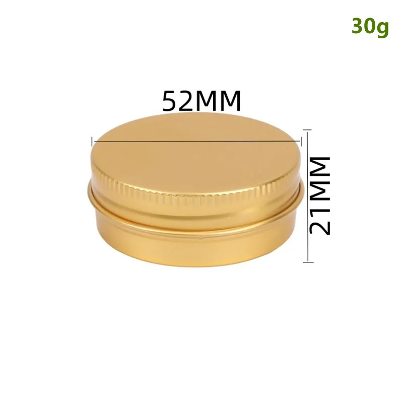 200pcs 30ml Gold Aluminum Cosmetic Sample Bottle Screw Lid Round Aluminium Jar Makeup Empty Lip Balm Cans Cosmetics Container