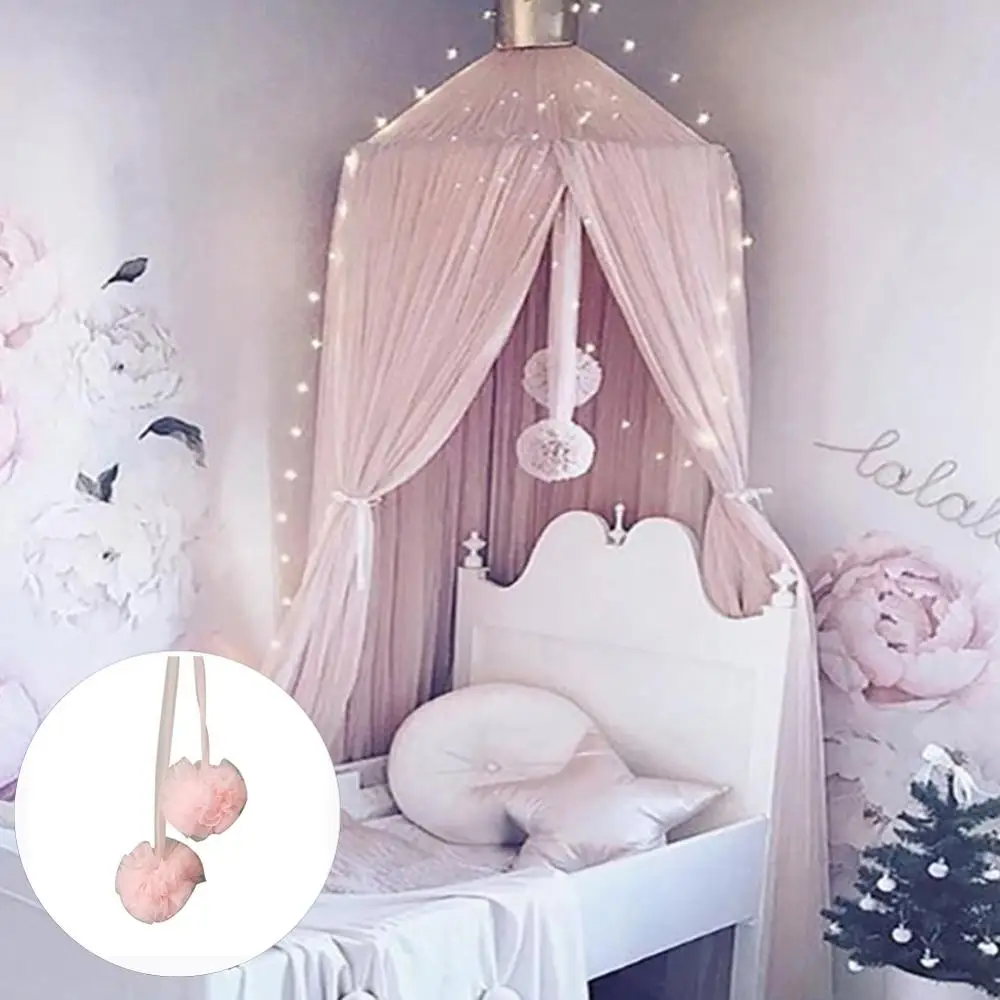 Kids Baby Bed Canopy Chiffon Pom Ball Soft Exquisite Lightweight And Stylish For Mosquito Net Bedding Hanging Home Room Decor