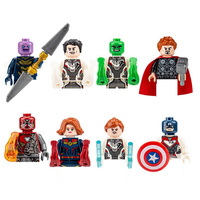 8PCS set of Marvel superhero Iron Man, Spider Man, character building blocks, small particle children's assembly toys gift