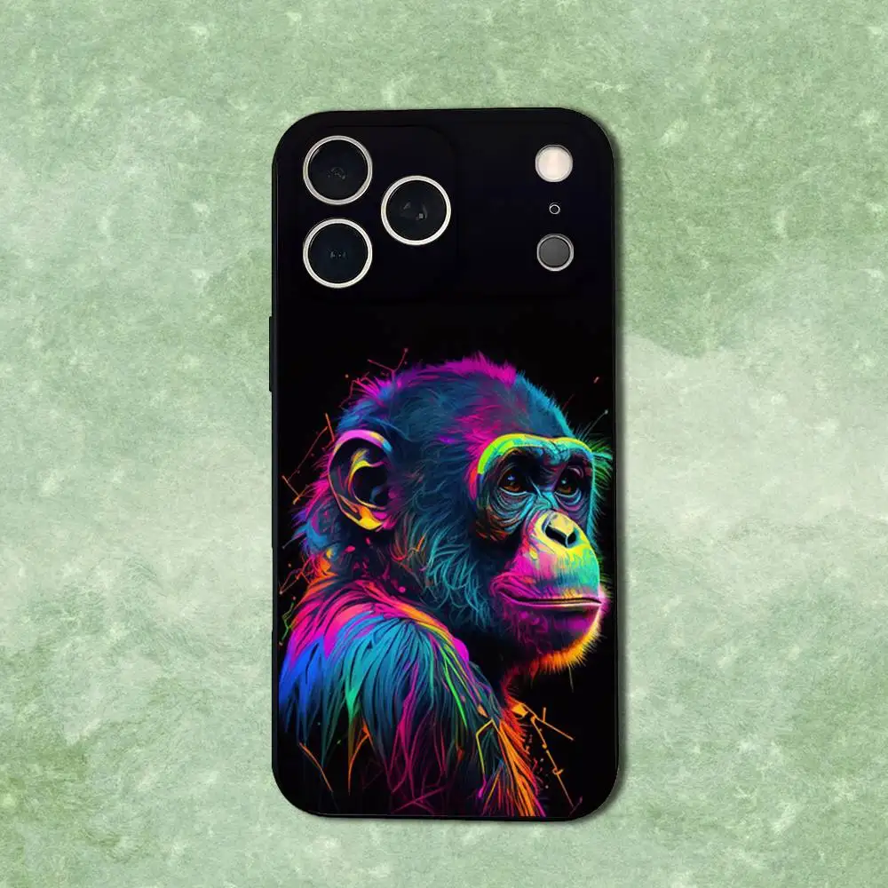 حافظة هاتف على شكل حيوانات فنية بخطوط ملونة لهاتف آيفون 14,13,17,12,11,16,15,Plus,Pro Max,XS,X,XR,SE,Mini,Soft غطاء أسود من السيليكون