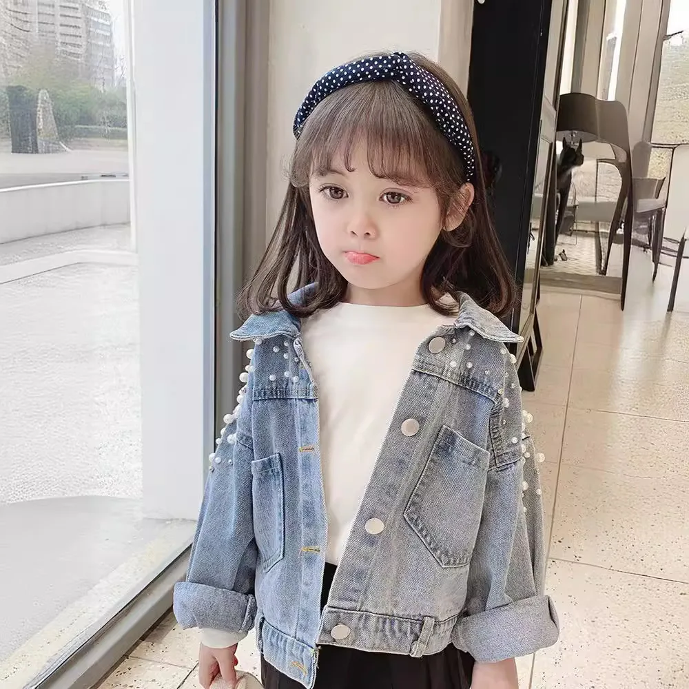 

2025 New Spring and Autumn Girls' Jeans Coat Children's Clothing Korean Fashion and Beautiful Kids Outwear Coat