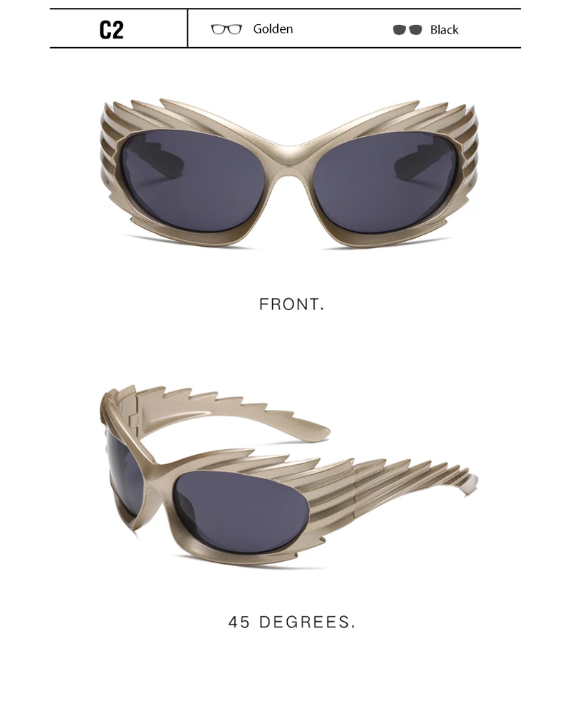 CRIXALIS Y2k Wrap Runde Goggle Männer Sonnenbrille 2025, Mode Sport Sonnenbrille Frauen Brillen Trendy Marke Design Shades UV400 – Detail 10