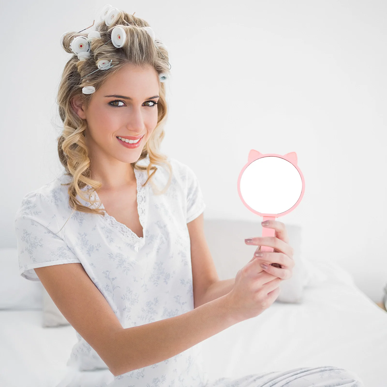 Kat Oor Handspiegel Draagbare Reismake-up Compacte Spiegel Enkelzijdig Schattig Duurzaam Glas PP Materiaal Make-up Compact