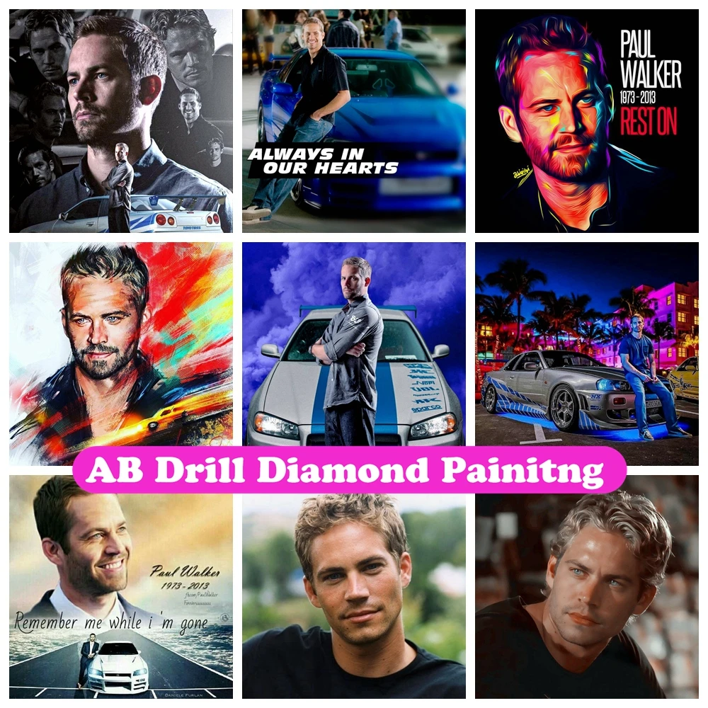 Paul Walker 5D DIY AB Diamond Painting Embroidery Fast Furious Film Cross Stitch Mosaic Handicraft Crystal Craft Home Decor Gift