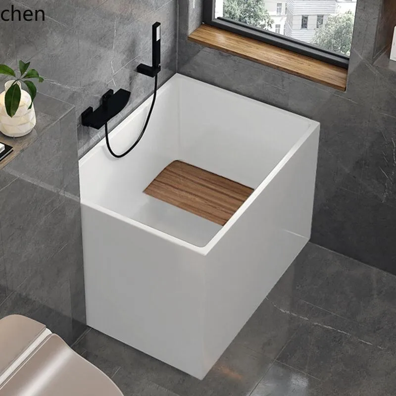 CZ Home Use Adult Small Apartment Overall Mini Deep Soak Freestanding Movable Bathtub Acrylic Bathtub