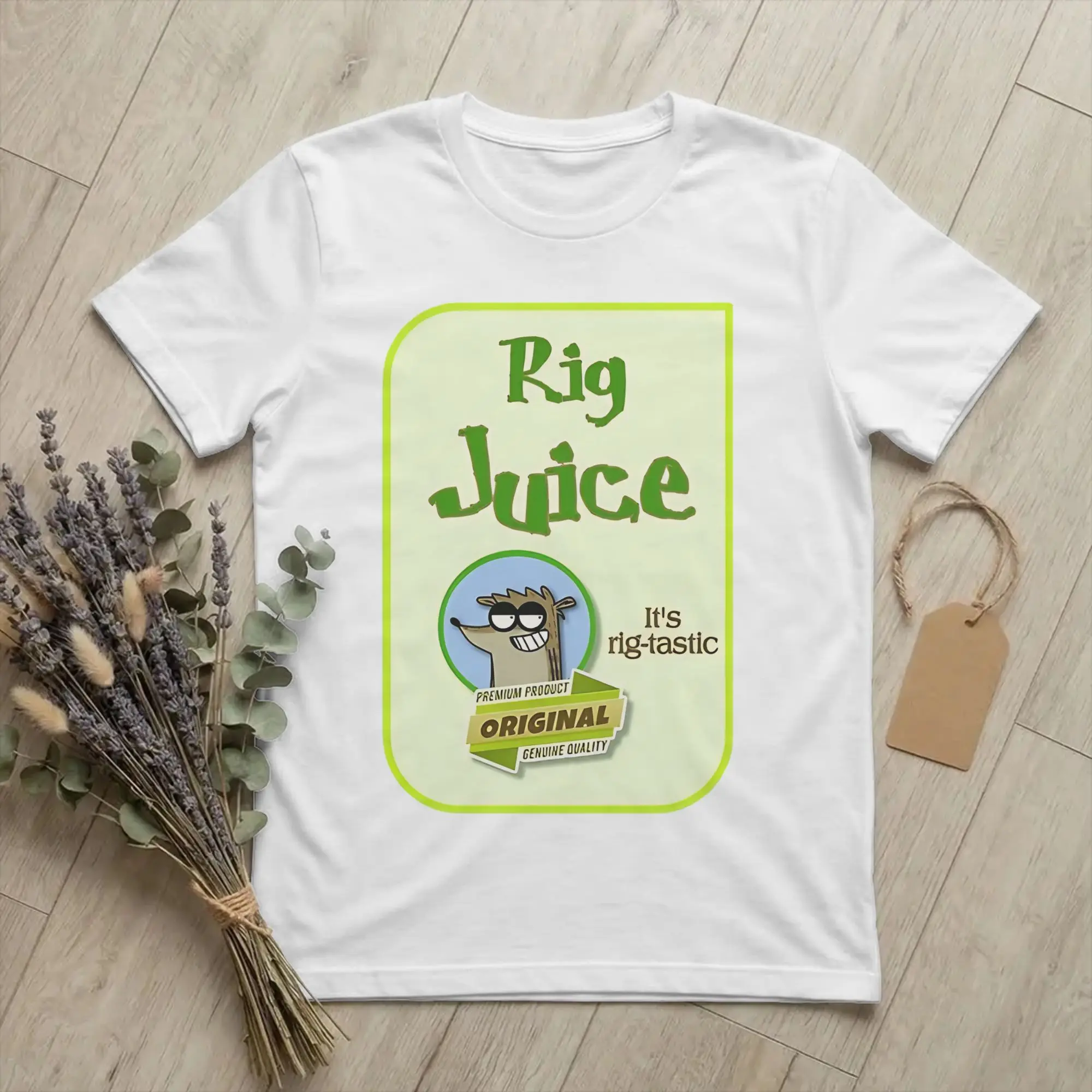 Rig Juice Brand Label Rigby Creation T Shirt 100% Cotton Funny T-Shirts Round Collar Regulars Show Tees Short Sleeve Clothing